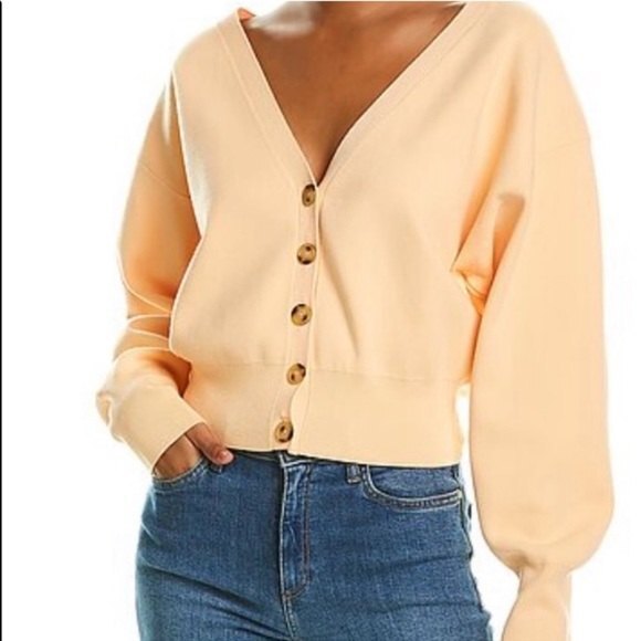 A.L.C. Peter ll Cropped Cardigan Light Orange Button Front Stretch M - Picture 1 of 7